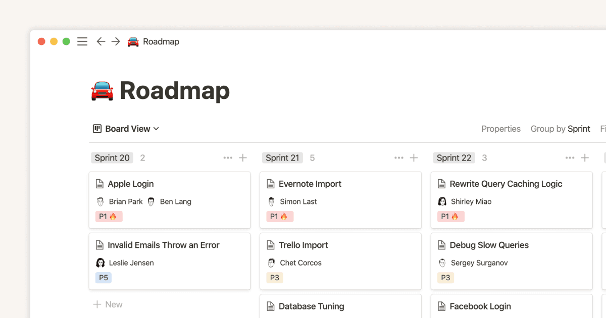 Board view databases